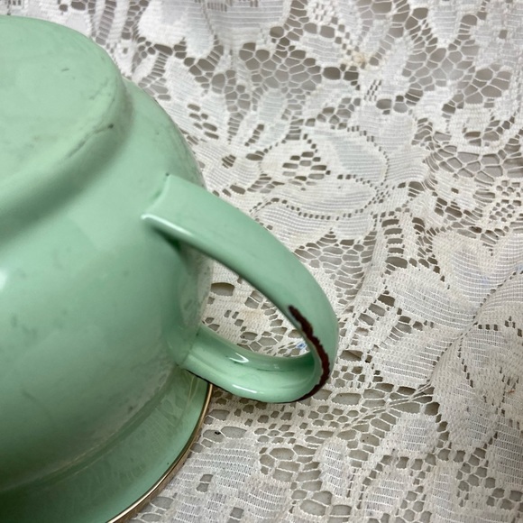 Vintage, MacKenzie Childs Green Enamelware 2pc Mugs - Picture 7 of 8